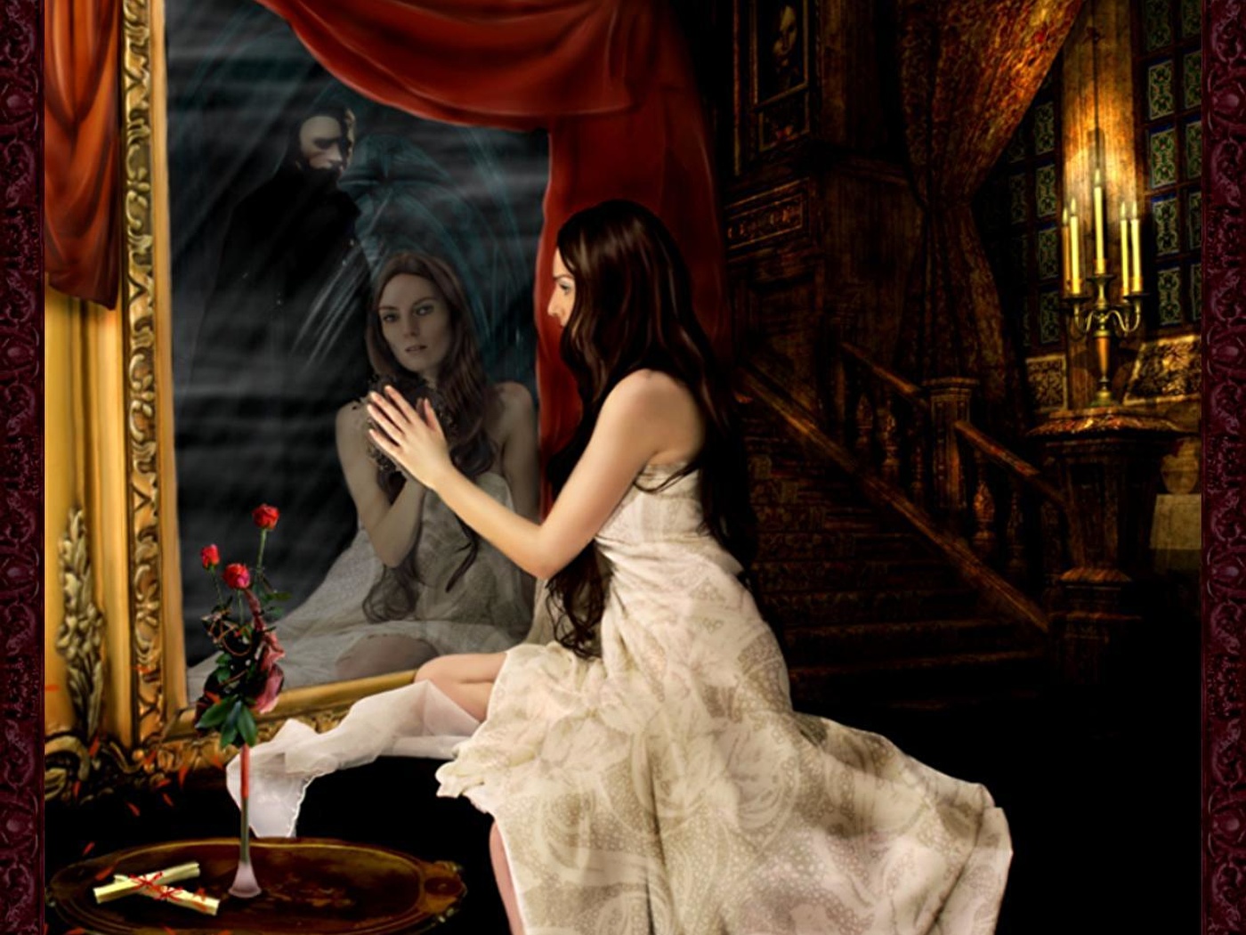 Ритуал на женщину. Девушка в зеркале. Отражение в зеркале фэнтези. Зеркало ведьмы. Девушка и зеркало фэнтези.